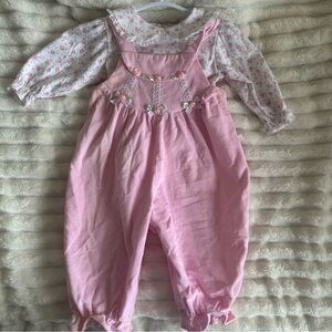 Vintage Charming Pink Floral Baby Outfit
